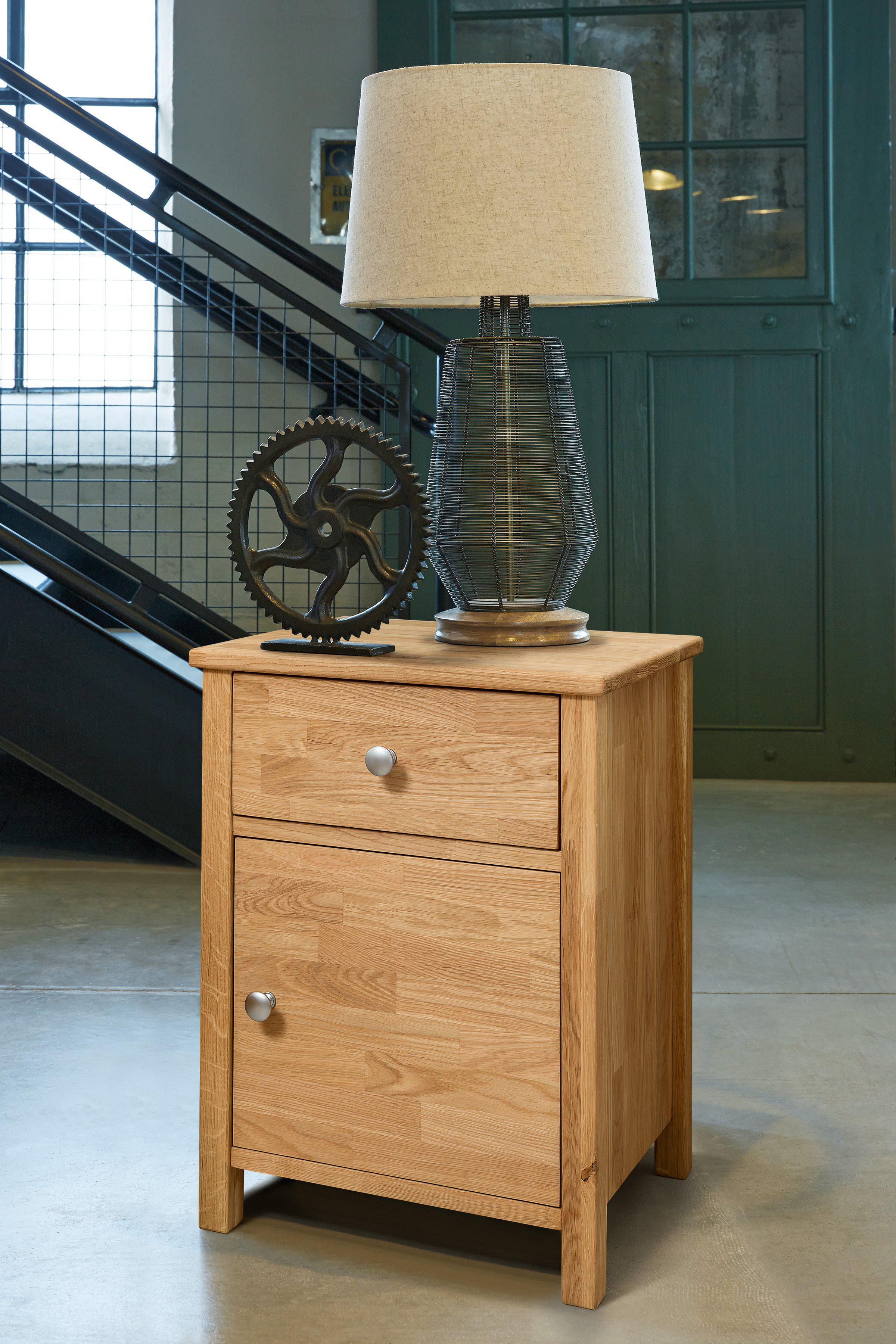 NordicStory Mesa auxiliar de madera maciza roble mesita de noche natural
